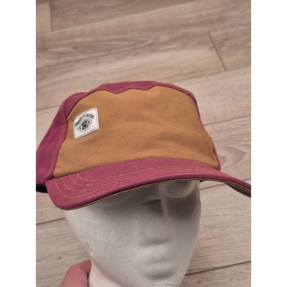 Ministry of Culture 5 Panel Waxed Cotton Hat Burgundy Tan USA Snapback Cap